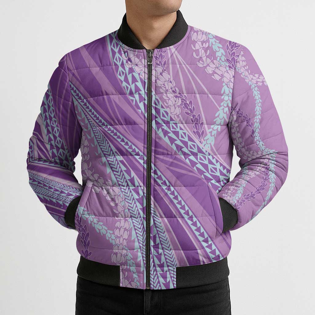 Polynesian Puakeniken Pikake Twisted Lei Bomber Puffer Jacket Amethys - Polynesian Pride