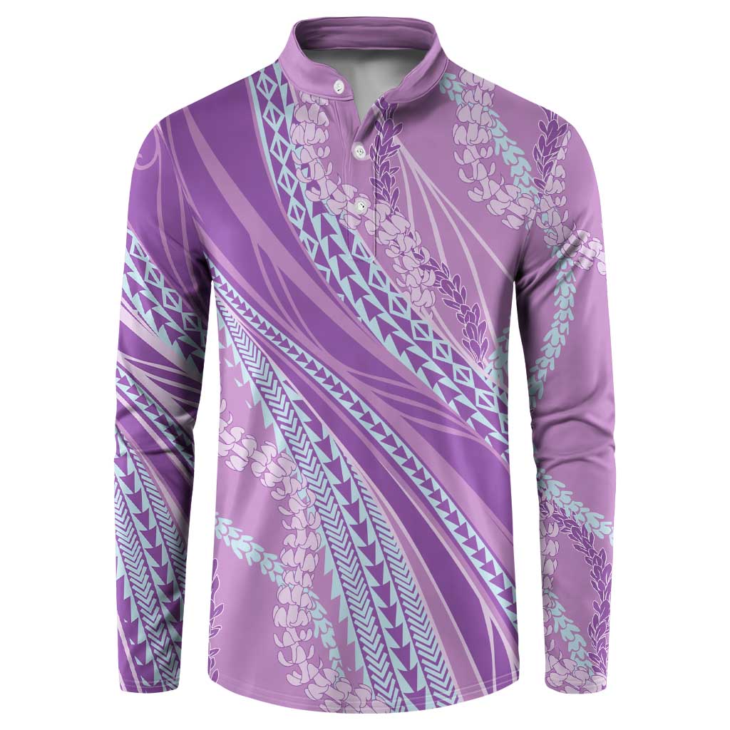 Polynesian Puakeniken Pikake Twisted Lei Button Sweatshirt Amethys - Polynesian Pride