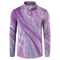 Polynesian Puakeniken Pikake Twisted Lei Button Sweatshirt Amethys - Polynesian Pride