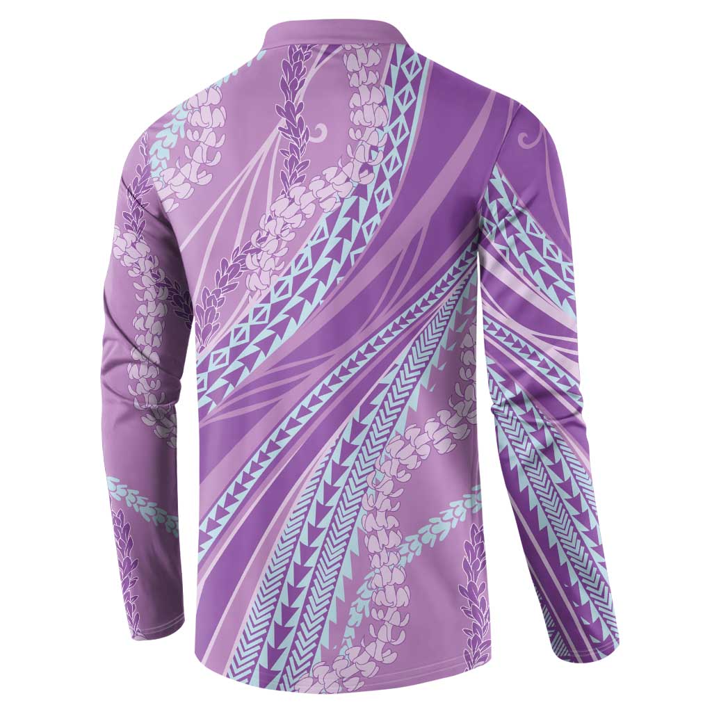 Polynesian Puakeniken Pikake Twisted Lei Button Sweatshirt Amethys - Polynesian Pride