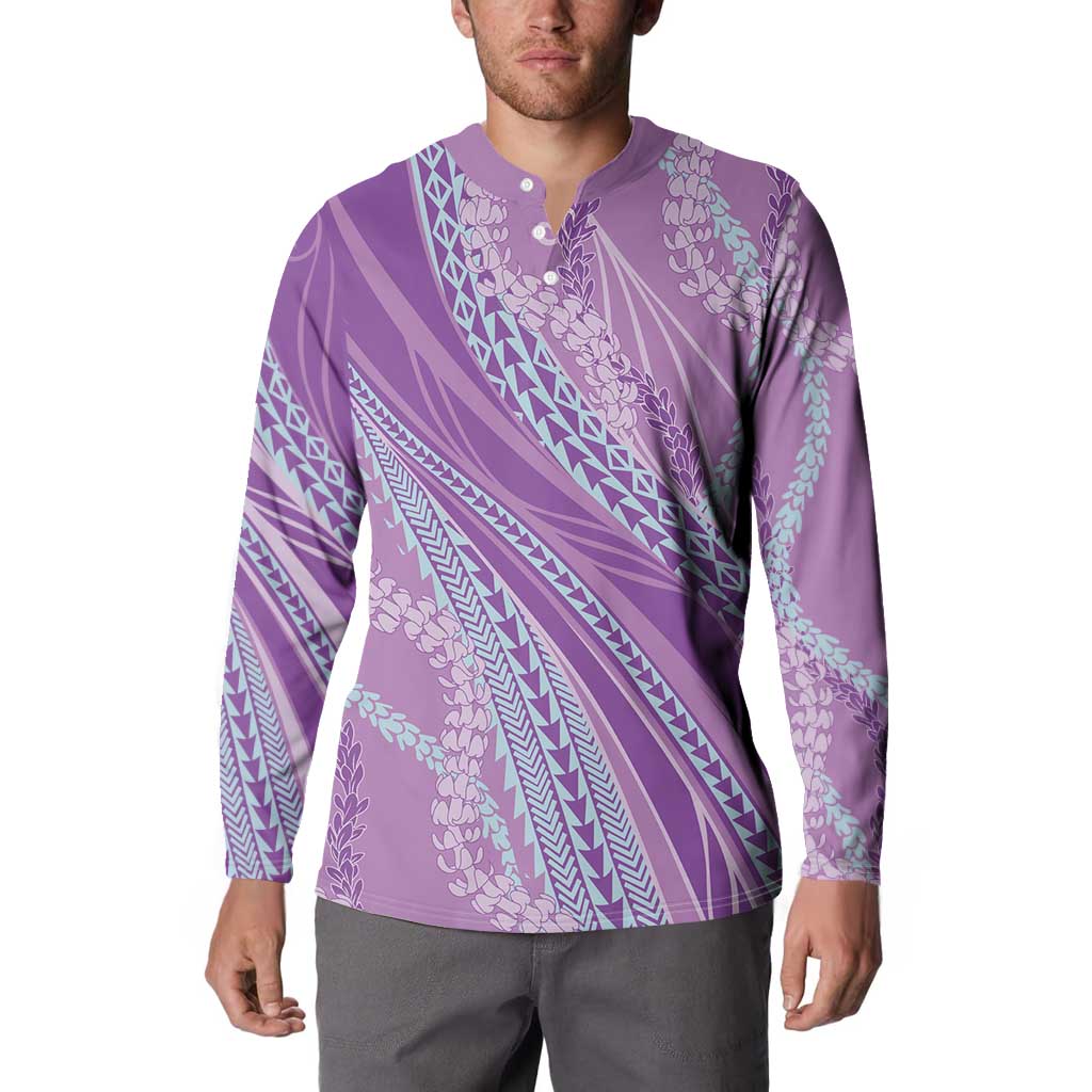 Polynesian Puakeniken Pikake Twisted Lei Button Sweatshirt Amethys - Polynesian Pride