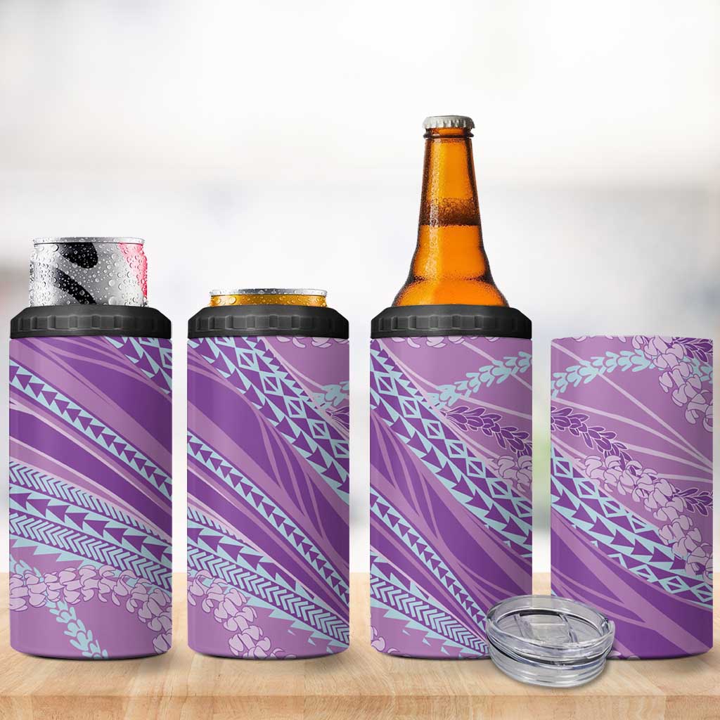 Polynesian Puakeniken Pikake Twisted Lei 4 in 1 Can Cooler Tumbler Amethys - Polynesian Pride