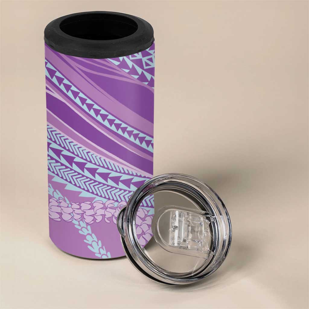 Polynesian Puakeniken Pikake Twisted Lei 4 in 1 Can Cooler Tumbler Amethys - Polynesian Pride