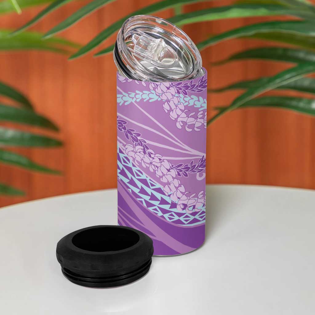 Polynesian Puakeniken Pikake Twisted Lei 4 in 1 Can Cooler Tumbler Amethys - Polynesian Pride