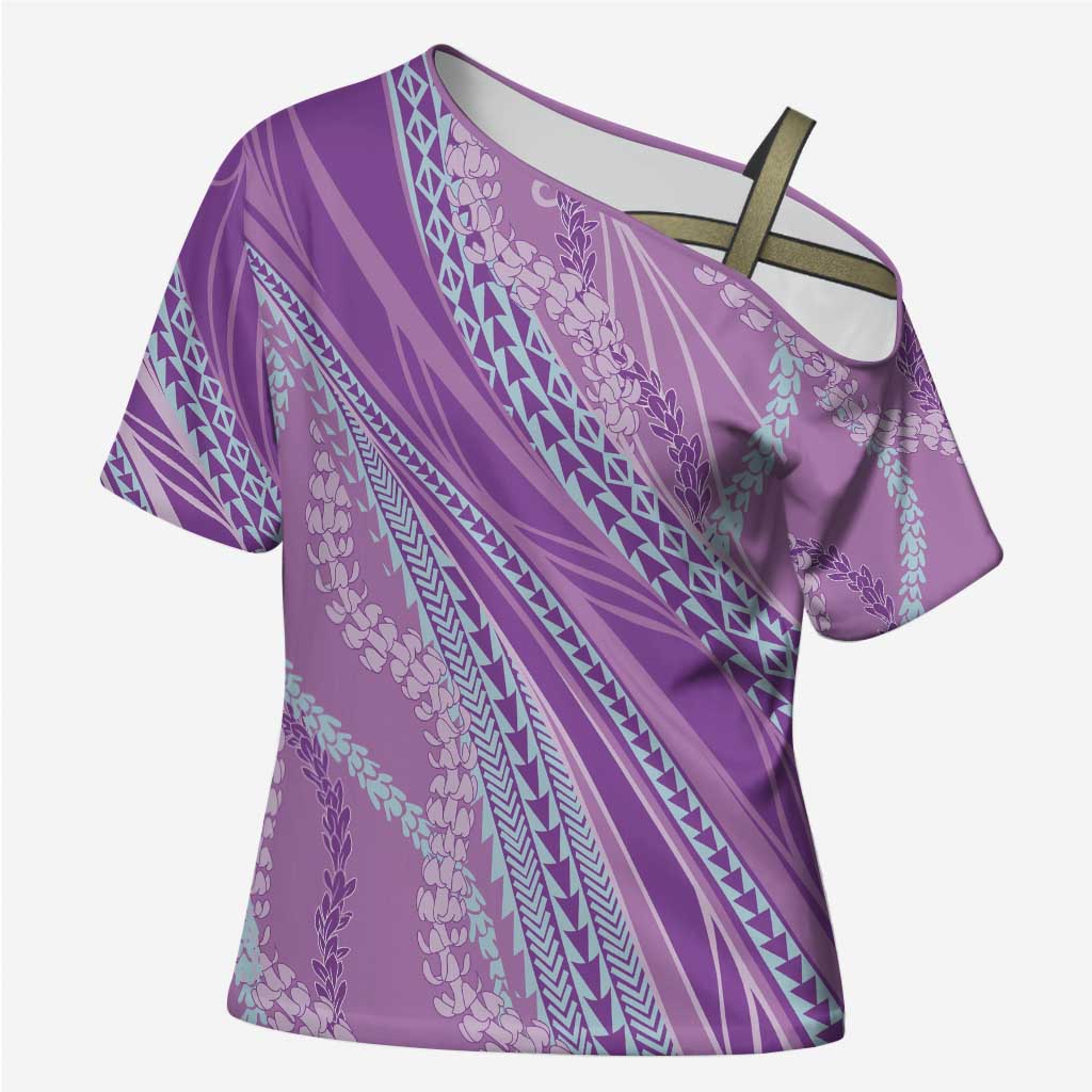 Polynesian Puakeniken Pikake Twisted Lei Cross Shoulder Shirt Amethys - Polynesian Pride