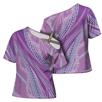 Polynesian Puakeniken Pikake Twisted Lei Cross Shoulder Shirt Amethys - Polynesian Pride