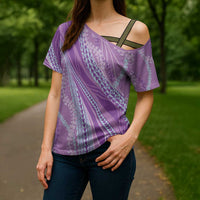 Polynesian Puakeniken Pikake Twisted Lei Cross Shoulder Shirt Amethys - Polynesian Pride