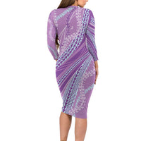 Polynesian Puakeniken Pikake Twisted Lei Family Matching Long Sleeve Bodycon Dress and Hawaiian Shirt Amethys - Polynesian Pride