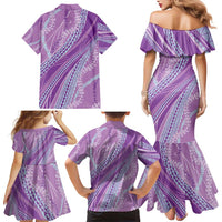 Polynesian Puakeniken Pikake Twisted Lei Family Matching Mermaid Dress and Hawaiian Shirt Amethys - Polynesian Pride