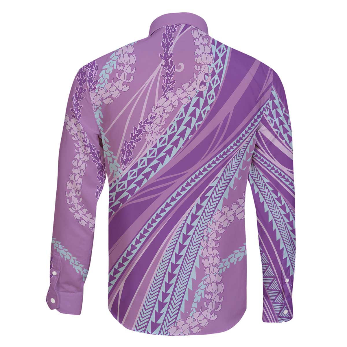 Polynesian Puakeniken Pikake Twisted Lei Family Matching Off The Shoulder Long Sleeve Dress and Hawaiian Shirt Amethys - Polynesian Pride