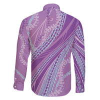 Polynesian Puakeniken Pikake Twisted Lei Family Matching Off The Shoulder Long Sleeve Dress and Hawaiian Shirt Amethys - Polynesian Pride