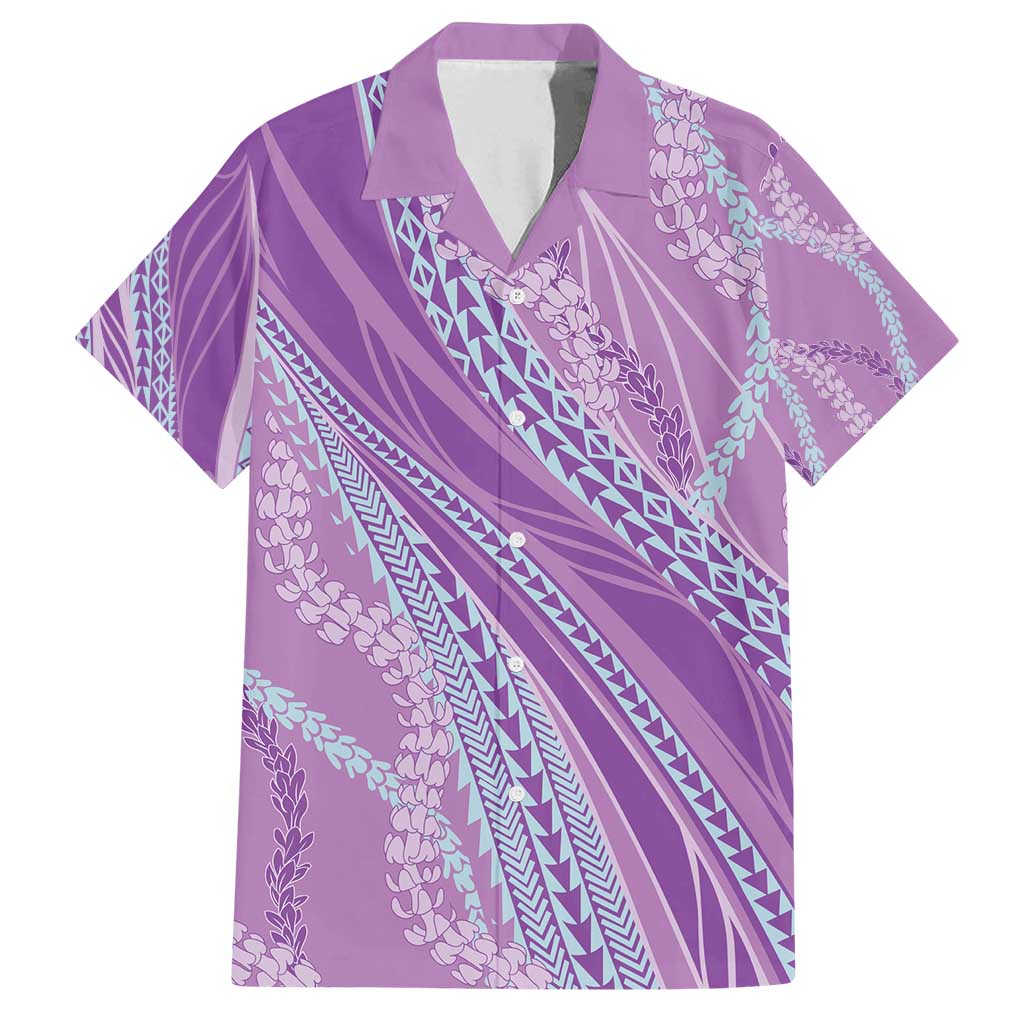 Polynesian Puakeniken Pikake Twisted Lei Family Matching Off Shoulder Short Dress and Hawaiian Shirt Amethys - Polynesian Pride