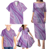 Polynesian Puakeniken Pikake Twisted Lei Family Matching Puletasi and Hawaiian Shirt Amethys - Polynesian Pride