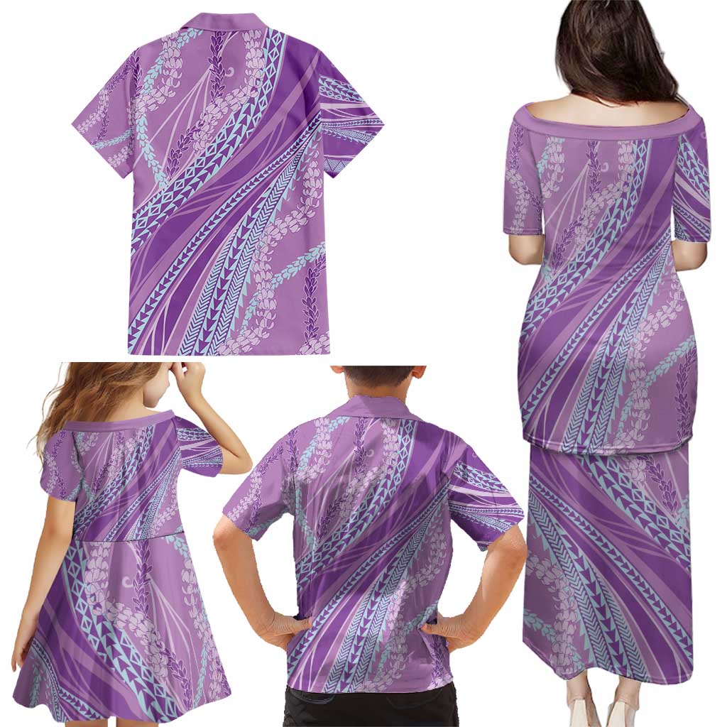 Polynesian Puakeniken Pikake Twisted Lei Family Matching Puletasi and Hawaiian Shirt Amethys - Polynesian Pride
