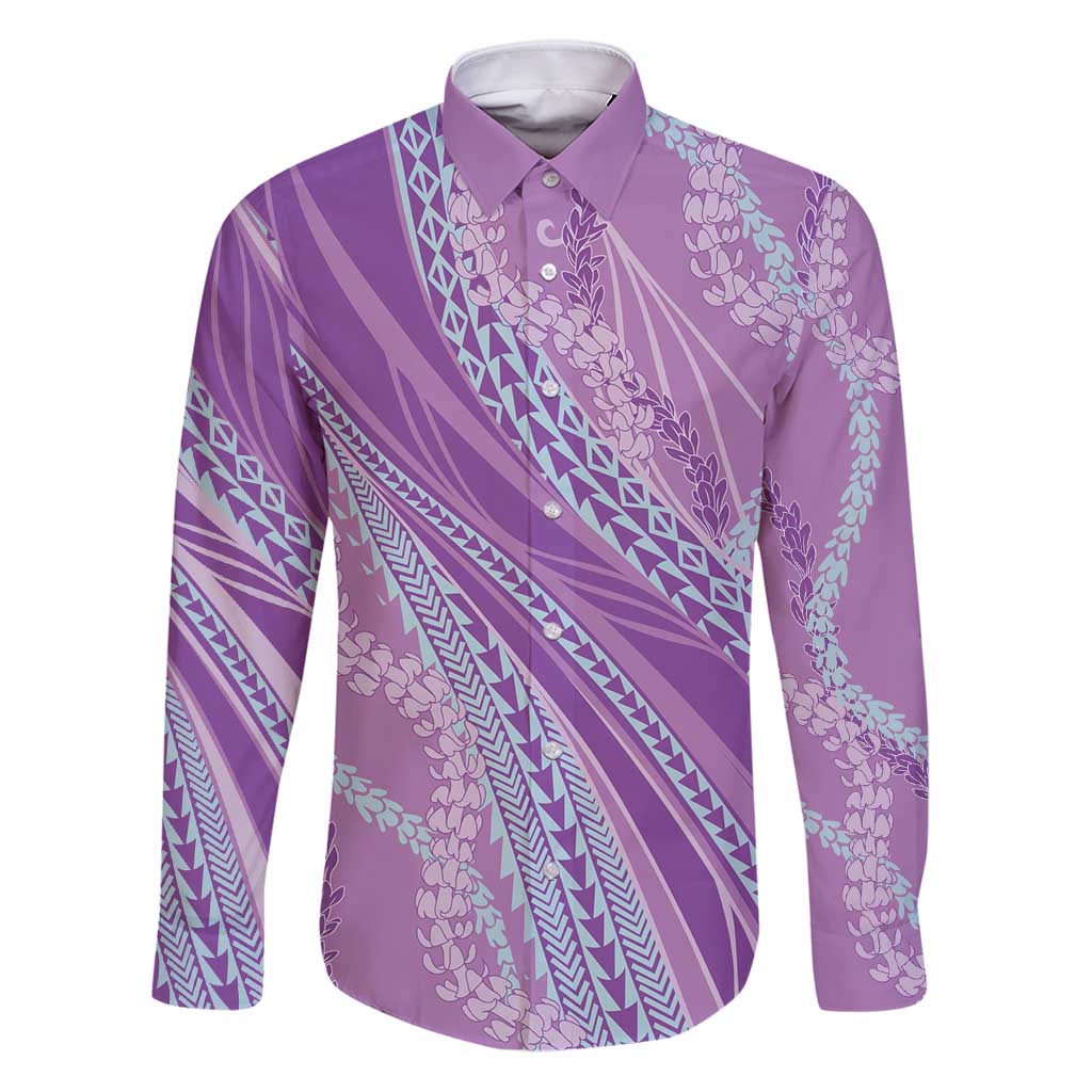 Polynesian Puakeniken Pikake Twisted Lei Family Matching Puletasi and Hawaiian Shirt Amethys - Polynesian Pride