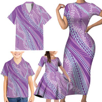 Polynesian Puakeniken Pikake Twisted Lei Family Matching Short Sleeve Bodycon Dress and Hawaiian Shirt Amethys - Polynesian Pride