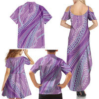 Polynesian Puakeniken Pikake Twisted Lei Family Matching Summer Maxi Dress and Hawaiian Shirt Amethys - Polynesian Pride
