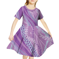 Polynesian Puakeniken Pikake Twisted Lei Kid Short Sleeve Dress Amethys - Polynesian Pride