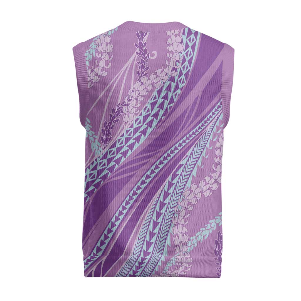 Polynesian Puakeniken Pikake Twisted Lei Christmas Knitted V-Neck Vest Amethys - Polynesian Pride