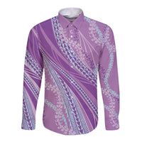 Polynesian Puakeniken Pikake Twisted Lei Long Sleeve Button Shirt Amethys - Polynesian Pride