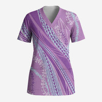 Polynesian Puakeniken Pikake Twisted Lei Scrub Top Amethys - Polynesian Pride