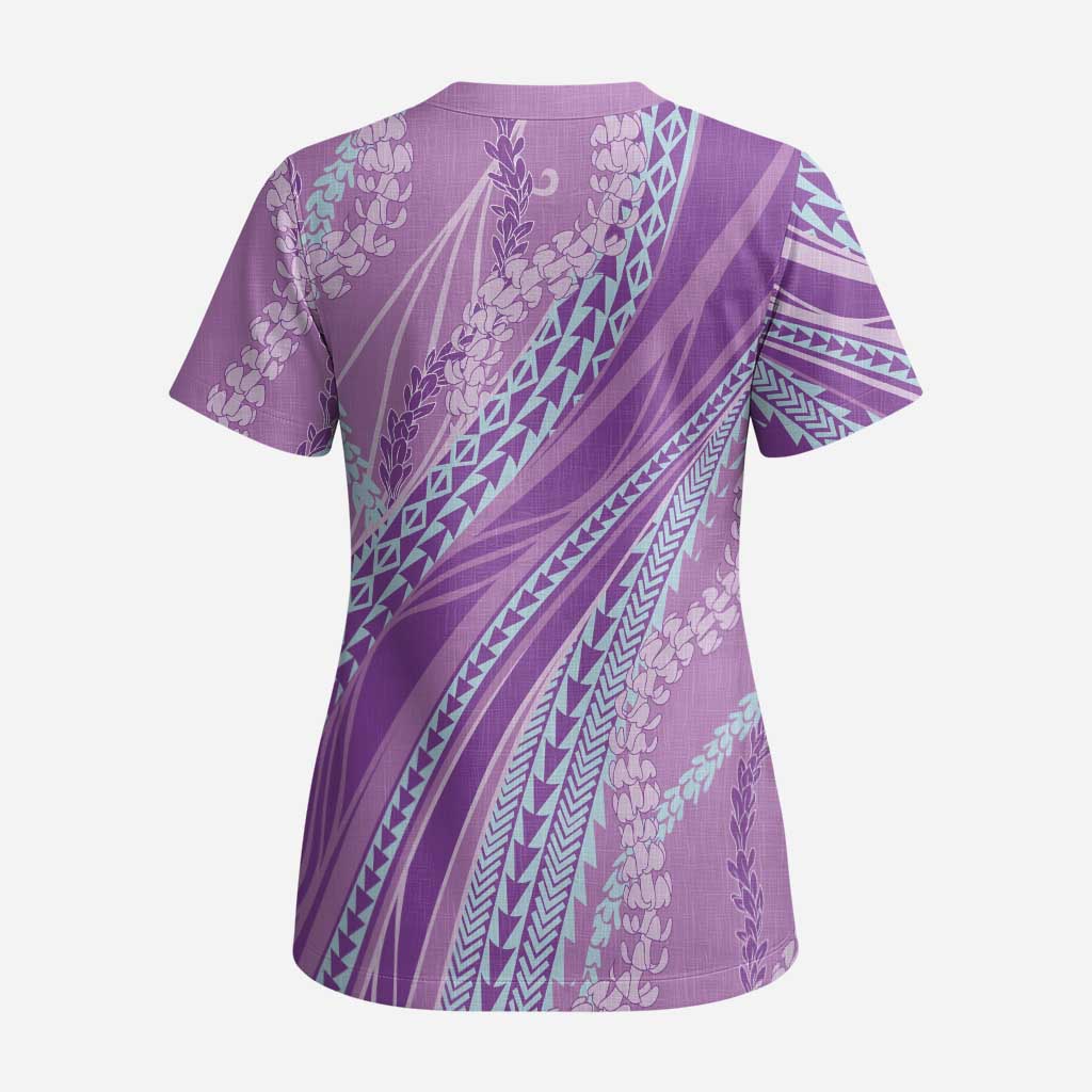 Polynesian Puakeniken Pikake Twisted Lei Scrub Top Amethys - Polynesian Pride