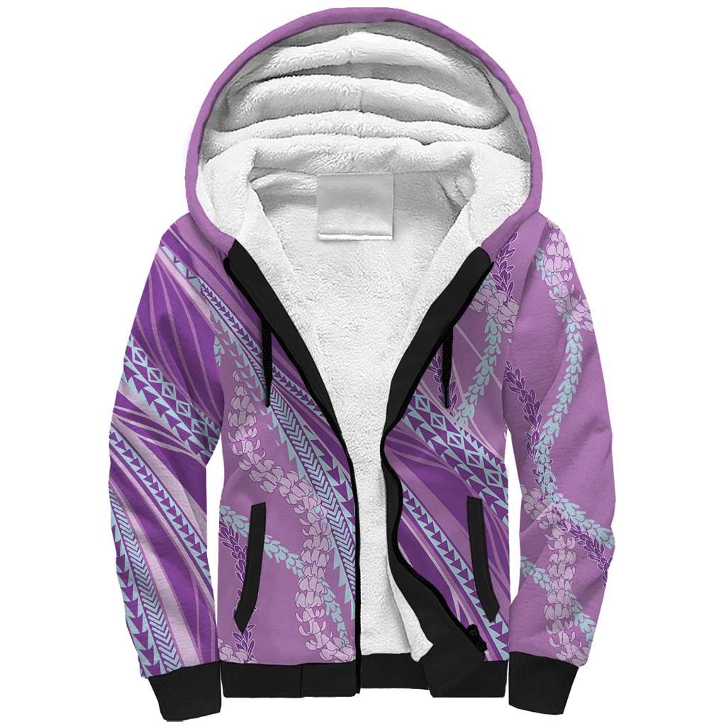 Polynesian Puakeniken Pikake Twisted Lei Sherpa Hoodie Amethys - Polynesian Pride
