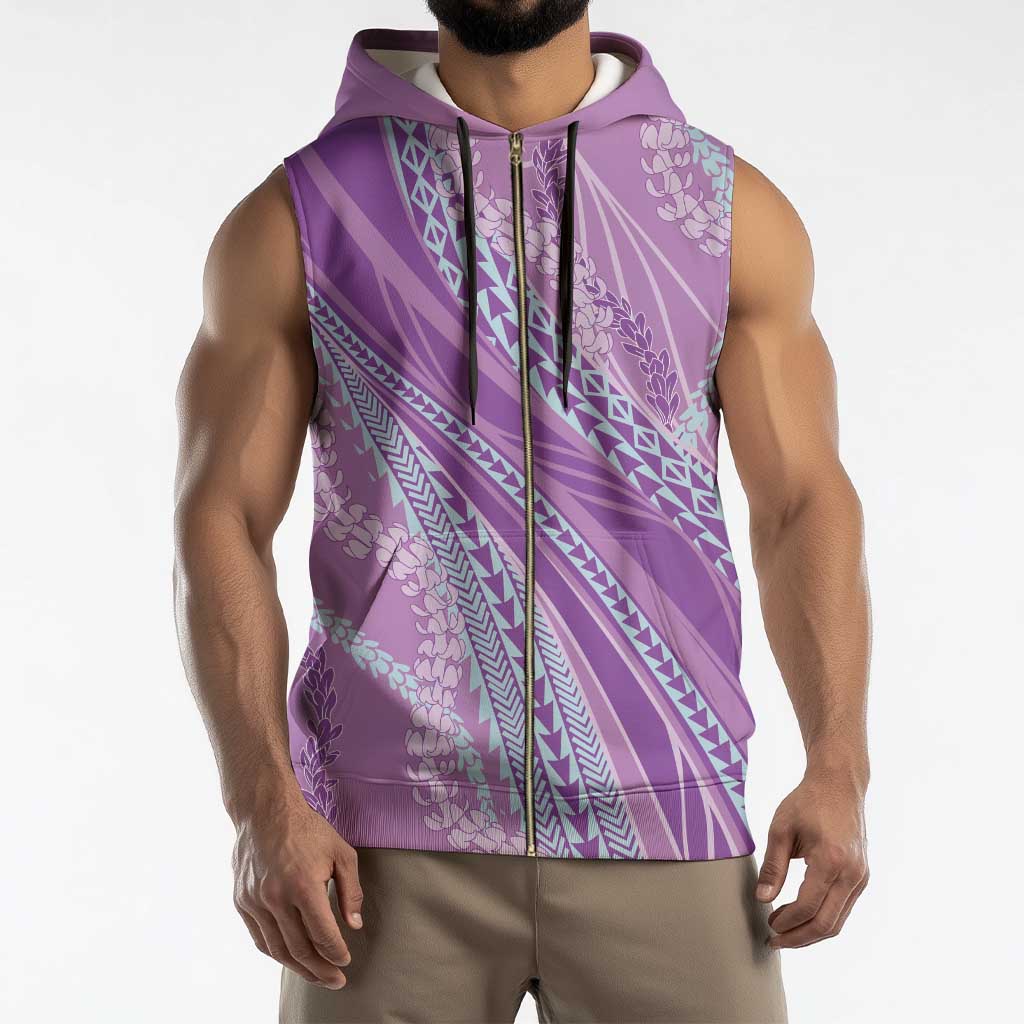 Polynesian Puakeniken Pikake Twisted Lei Sleeveless Zip Hoodie Amethys - Polynesian Pride