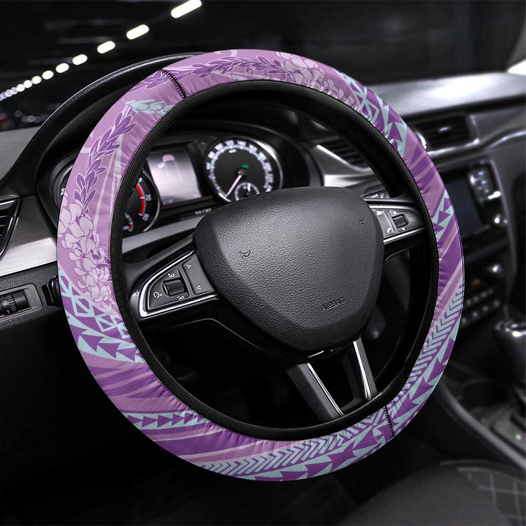 Polynesian Puakeniken Pikake Twisted Lei Steering Wheel Cover Amethys - Polynesian Pride
