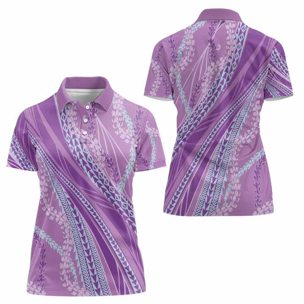 Polynesian Puakeniken Pikake Twisted Lei Women Polo Shirt Amethys - Polynesian Pride