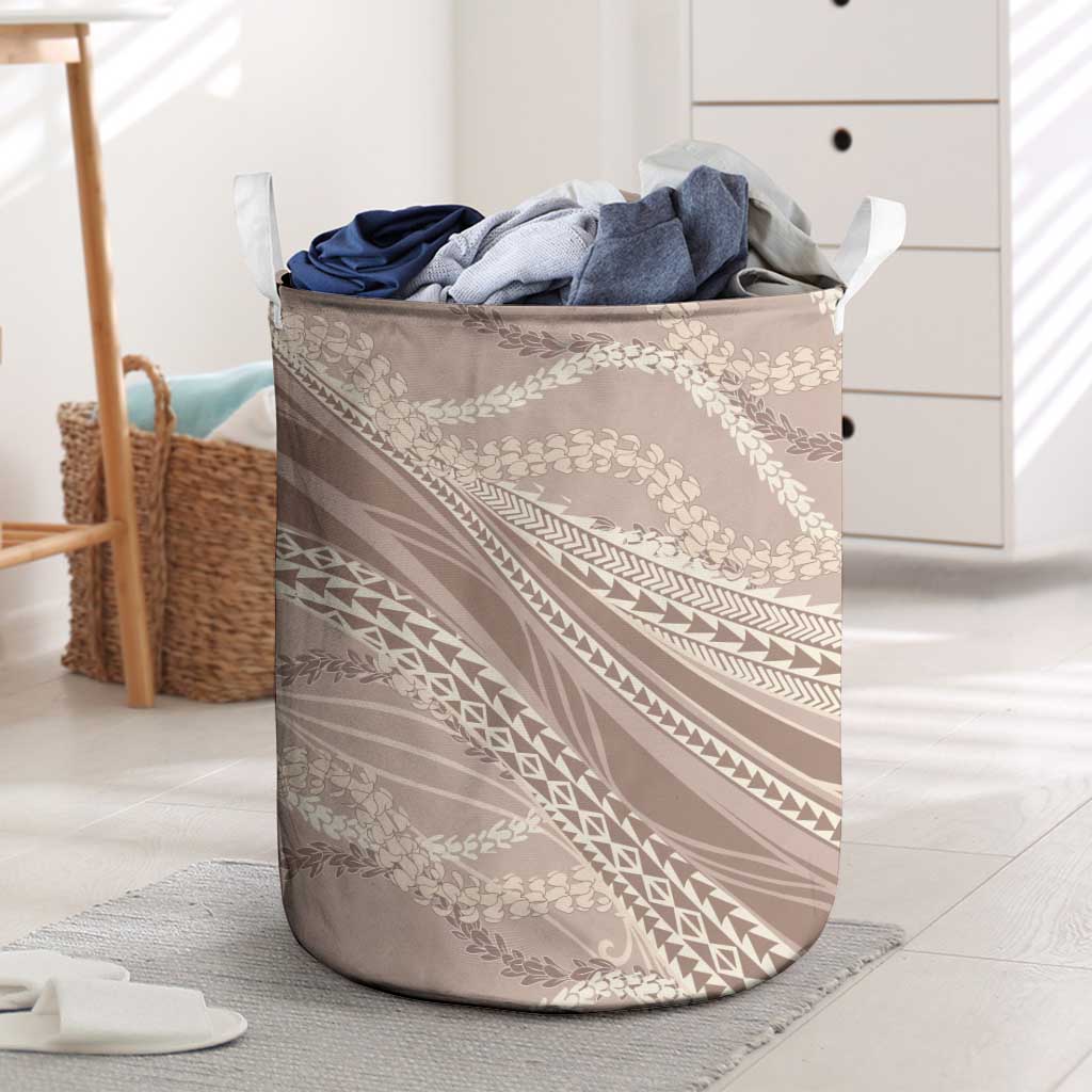 Polynesian Puakeniken Pikake Twisted Lei Laundry Basket Beige - Polynesian Pride