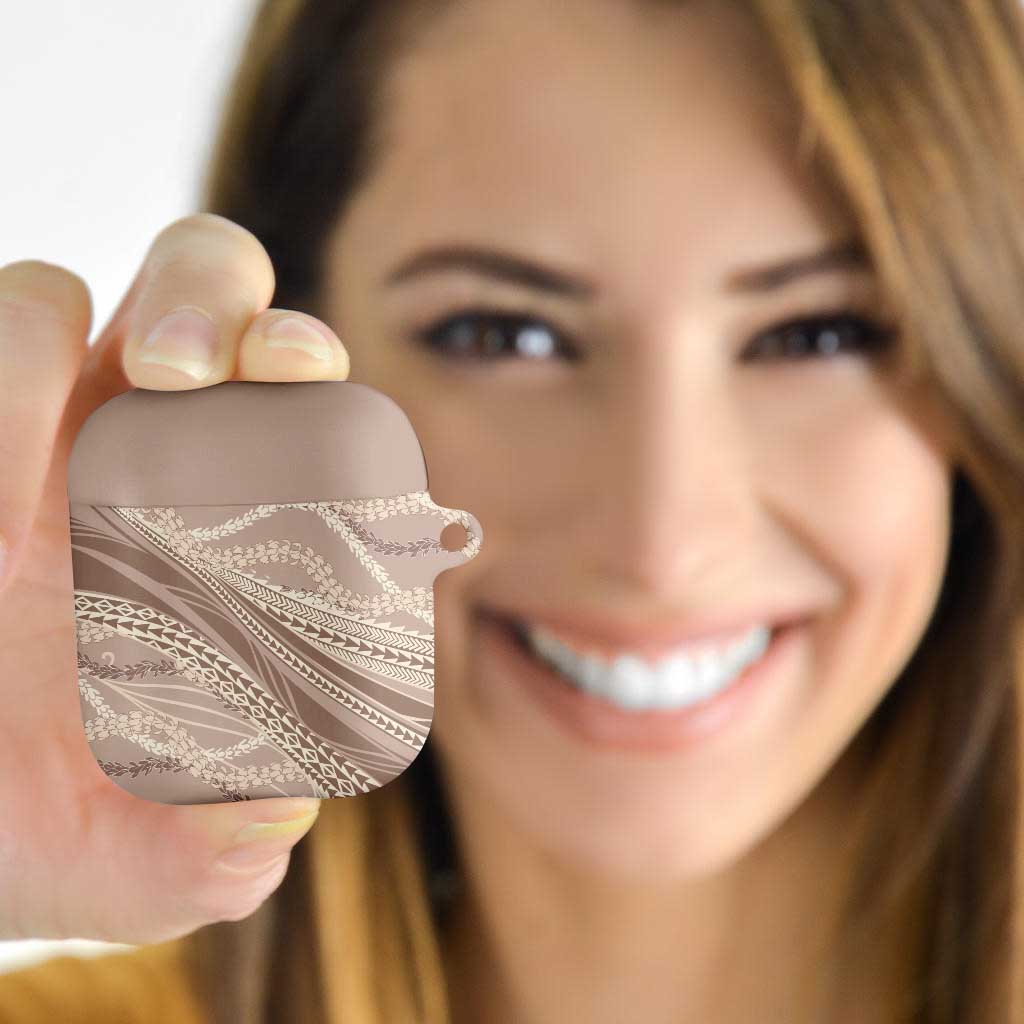 Polynesian Puakeniken Pikake Twisted Lei AirPods Case Beige - Polynesian Pride