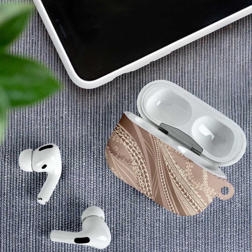 Polynesian Puakeniken Pikake Twisted Lei AirPods Case Beige - Polynesian Pride