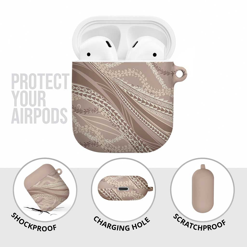 Polynesian Puakeniken Pikake Twisted Lei AirPods Case Beige - Polynesian Pride
