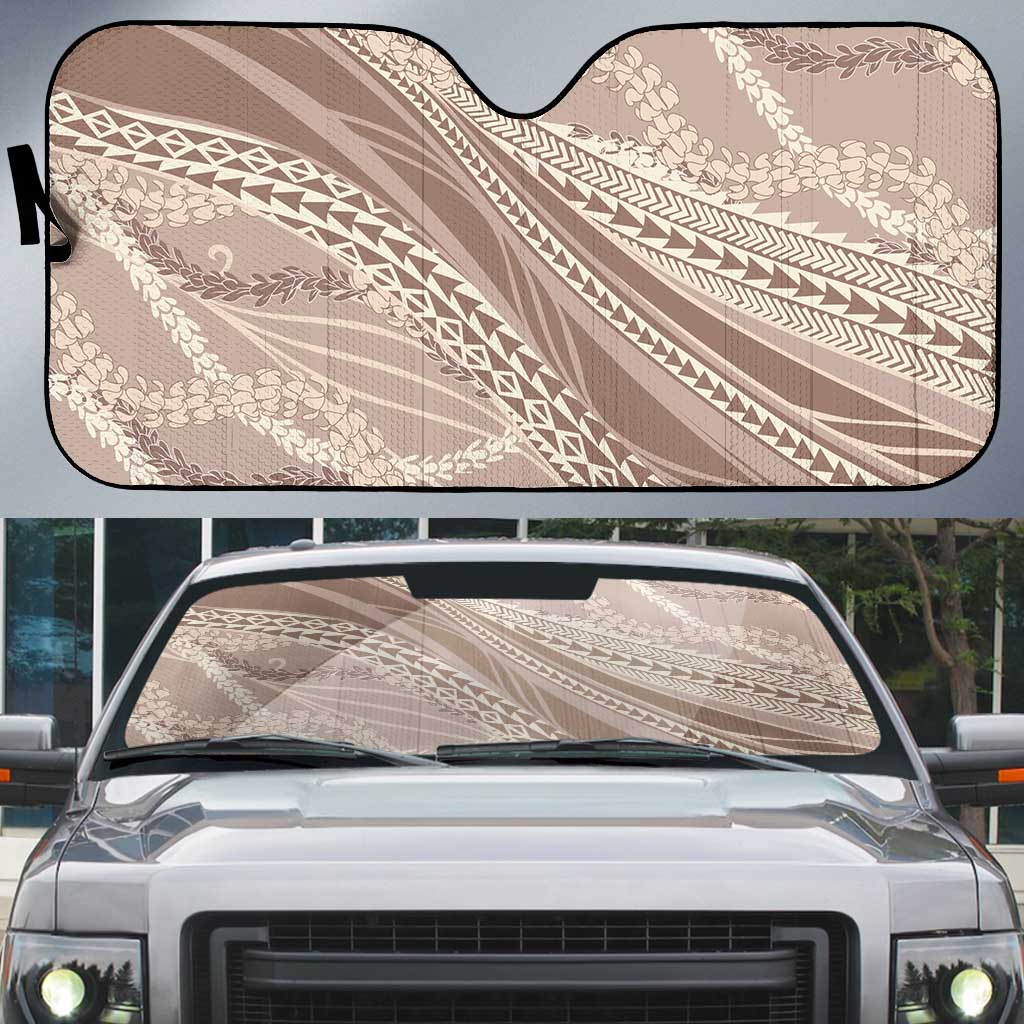 Polynesian Puakeniken Pikake Twisted Lei Auto Sun Shade Beige - Polynesian Pride
