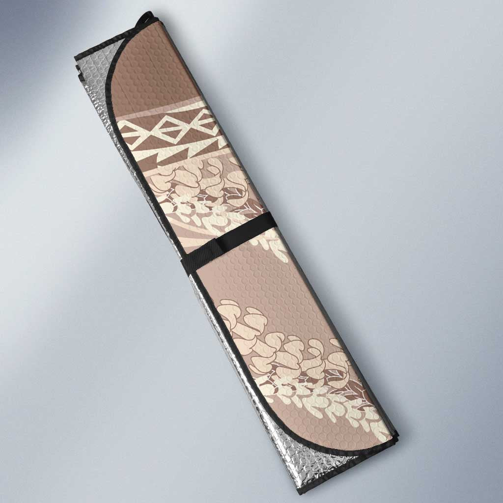 Polynesian Puakeniken Pikake Twisted Lei Auto Sun Shade Beige - Polynesian Pride