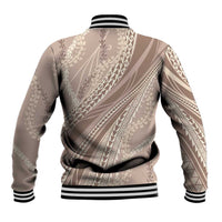 Polynesian Puakeniken Pikake Twisted Lei Baseball Jacket Beige - Polynesian Pride