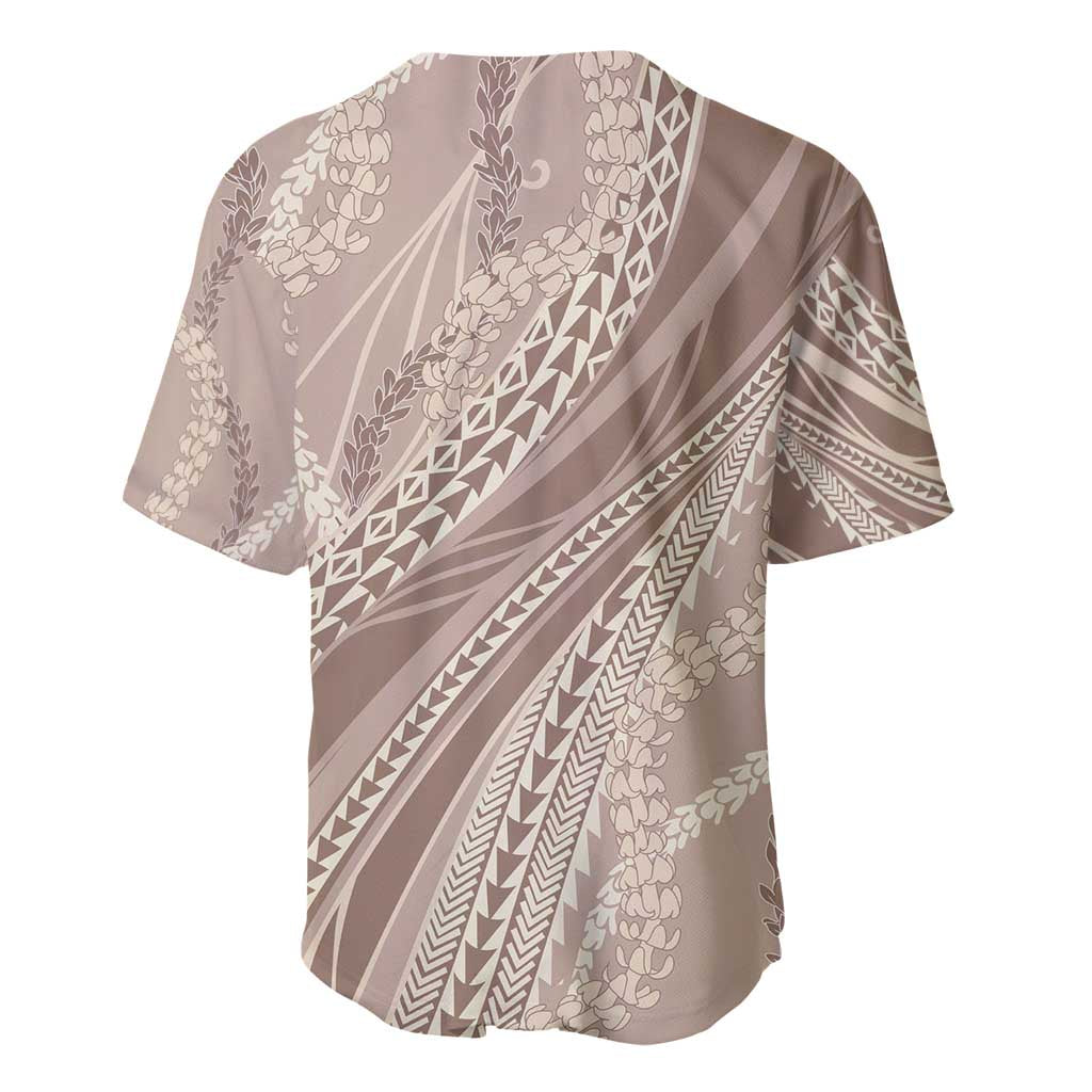 Polynesian Puakeniken Pikake Twisted Lei Baseball Jersey Beige - Polynesian Pride