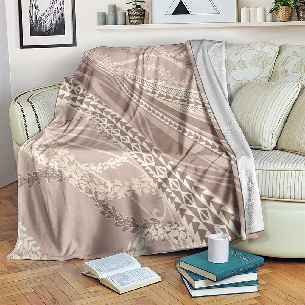 Polynesian Puakeniken Pikake Twisted Lei Blanket Beige - Polynesian Pride