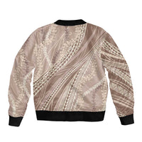 Polynesian Puakeniken Pikake Twisted Lei Bomber Jacket Beige - Polynesian Pride