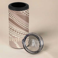 Polynesian Puakeniken Pikake Twisted Lei 4 in 1 Can Cooler Tumbler Beige - Polynesian Pride