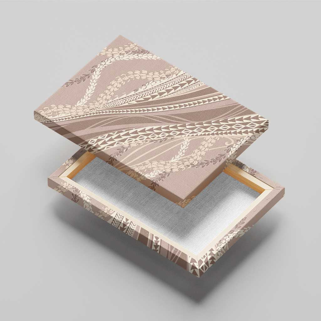 Polynesian Puakeniken Pikake Twisted Lei Canvas Wall Art Beige - Polynesian Pride