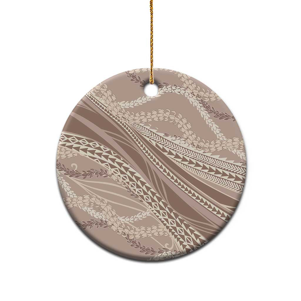 Polynesian Puakeniken Pikake Twisted Lei Ceramic Ornament Beige - Polynesian Pride