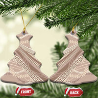 Polynesian Puakeniken Pikake Twisted Lei Ceramic Ornament Beige - Polynesian Pride