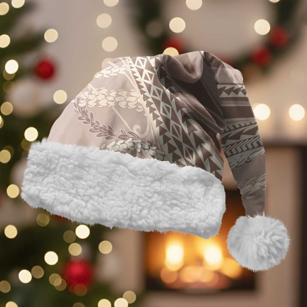 Polynesian Puakeniken Pikake Twisted Lei Christmas Santa Hat Beige - Polynesian Pride