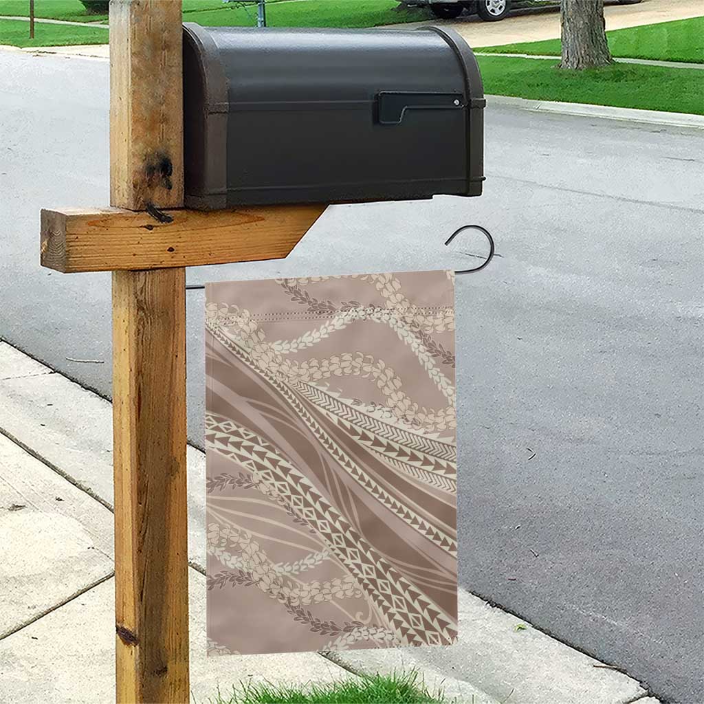 Polynesian Puakeniken Pikake Twisted Lei Garden Flag Beige - Polynesian Pride