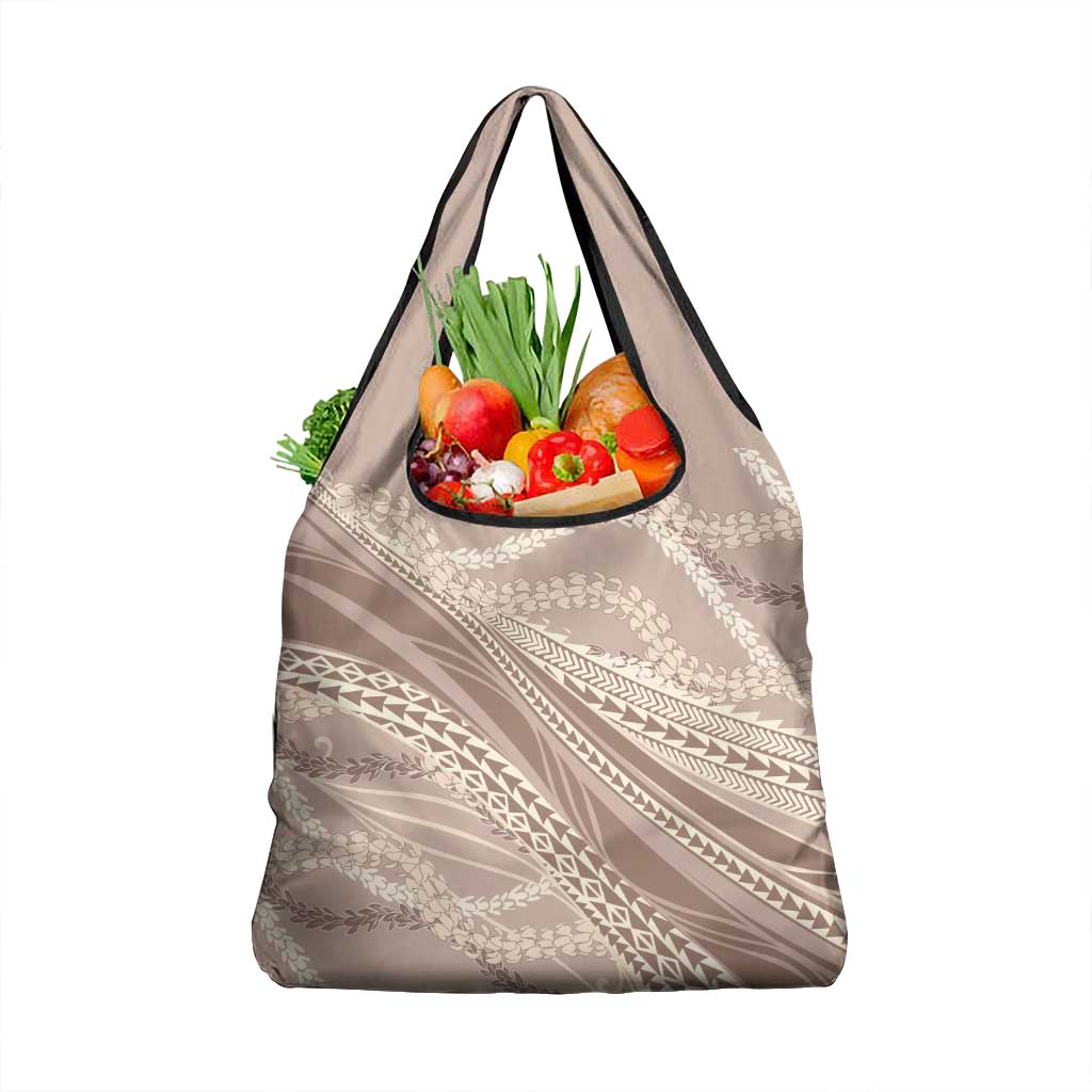 Polynesian Puakeniken Pikake Twisted Lei Grocery Bag Beige - Polynesian Pride