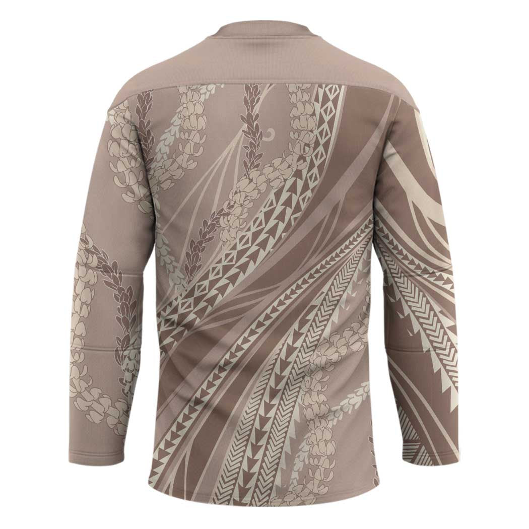 Polynesian Puakeniken Pikake Twisted Lei Hockey Jersey Beige - Polynesian Pride