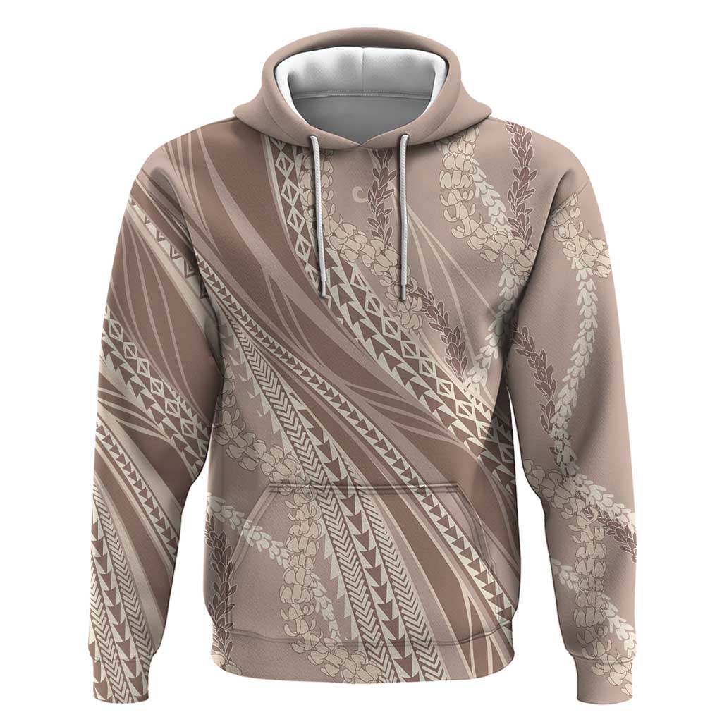 Polynesian Puakeniken Pikake Twisted Lei Hoodie Beige - Polynesian Pride