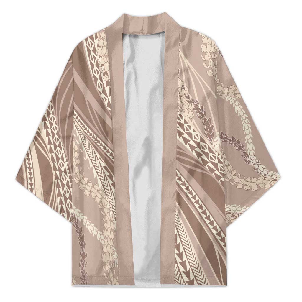 Polynesian Puakeniken Pikake Twisted Lei Kimono Beige - Polynesian Pride